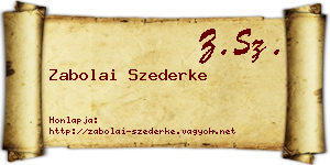 Zabolai Szederke névjegykártya